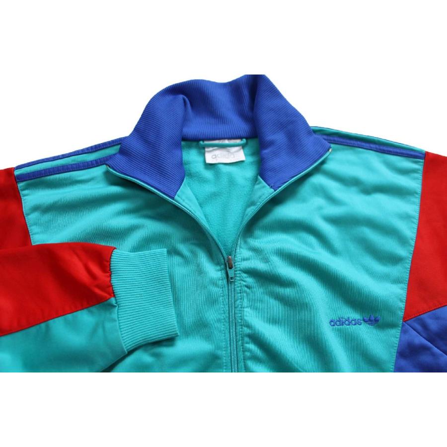 90s adidasアディダス マルチカラー ハイネック ドルマンスリーブ トラックジャケット&パンツ セットアップ L★ジャージ ビンテージ_3