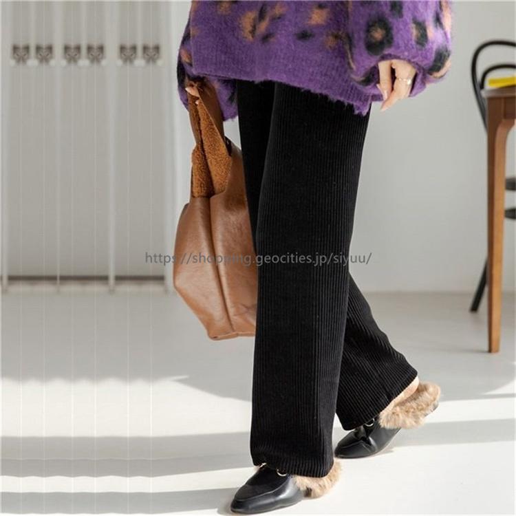 コーデユロイ リブ ワイドパンツ パンツ ボトムス ストレート ワイド 韓国ファッションメ込2 セール開催中最短即日発送