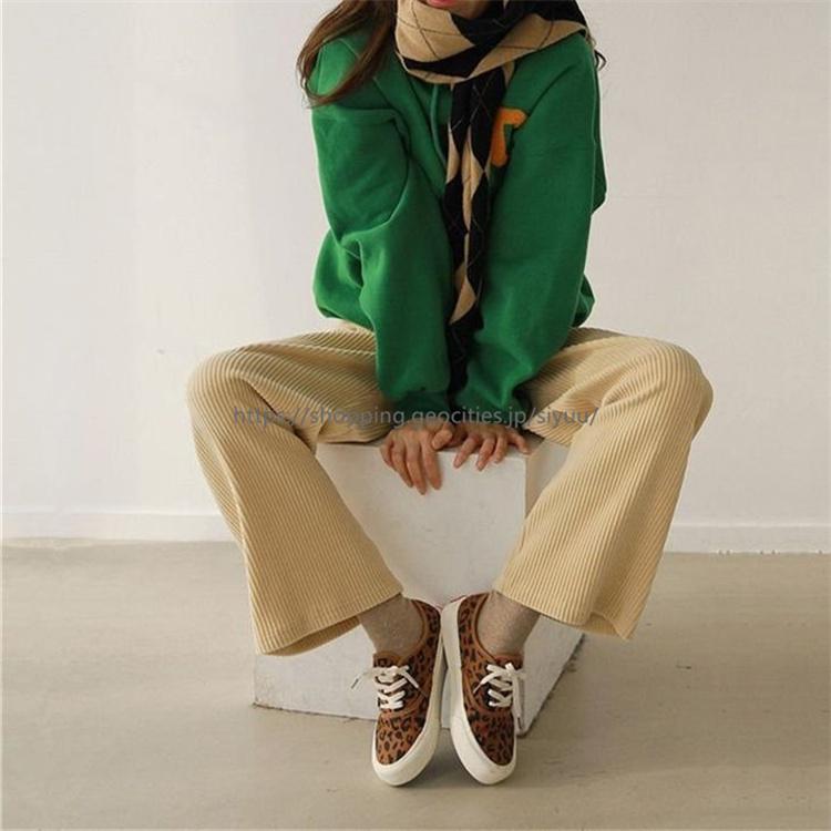 コーデユロイ リブ ワイドパンツ パンツ ボトムス ストレート ワイド 韓国ファッションメ込2 セール開催中最短即日発送