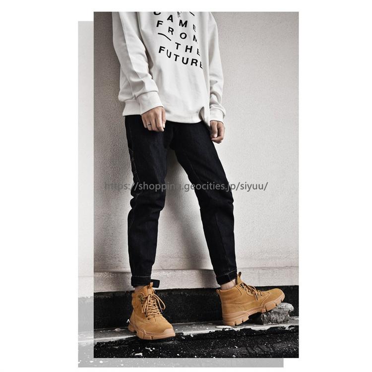 印象のデザイン ブーツ メンズ 靴 冬用 ショートブーツ ハイカットブーツ 厚底 防水 防寒 冬靴 アウトドア 男性用 ブーツ カジュアル マーティン ブーツ ワークブーツ サイズ 25cm 40 Www We Job Com