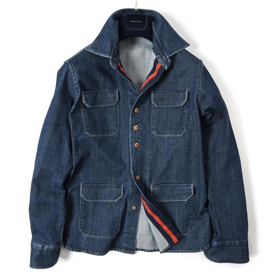 一流の品質 ジャケット デニム Boglioli 50 サイズ ストレッチ インディゴ コットン メンズ ジャケット