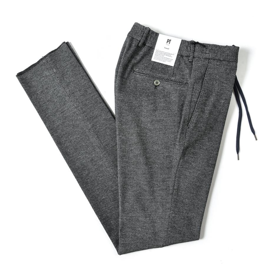 PT TORINO ピーティートリノ TRAVEL SLIM FIT イージー スラックス ノータック ストレッチ 秋冬 ビスコース ヘリンボーン グレー