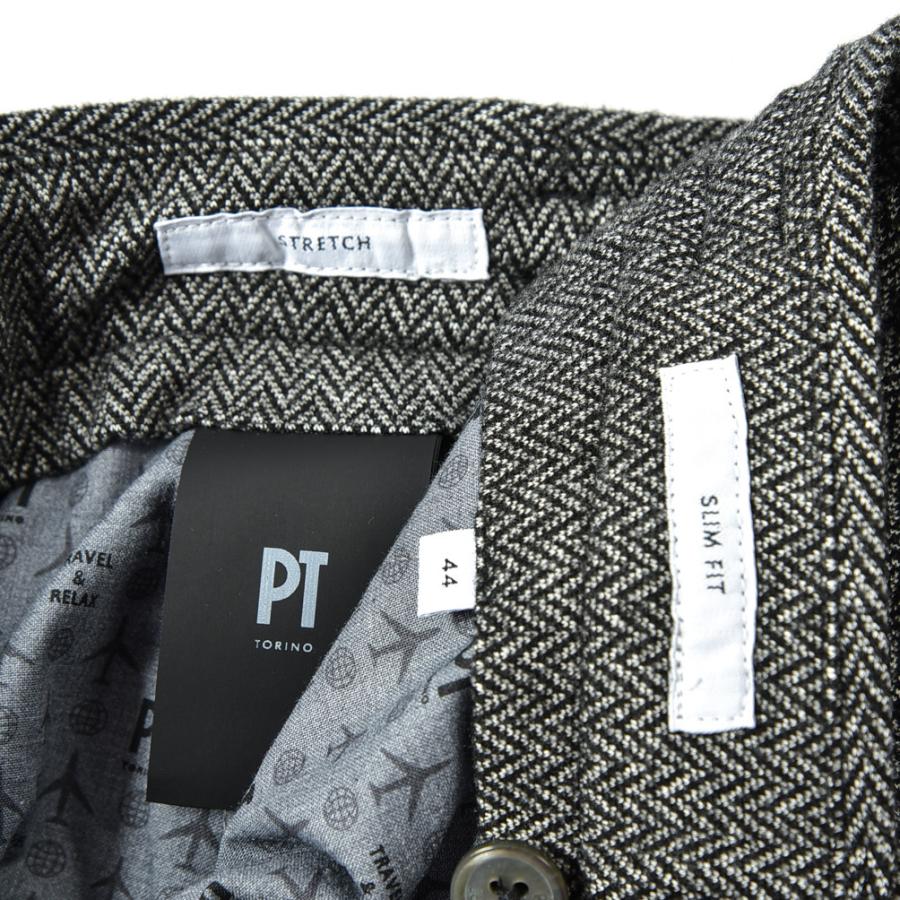 【新品 30%off 送料無料】 PT TORINO ピーティートリノ TRAVEL SLIM FIT イージー スラックス ノータック ストレッチ 秋冬 ビスコース ヘリンボーン グレー 【IQ2725625314】(16500円)