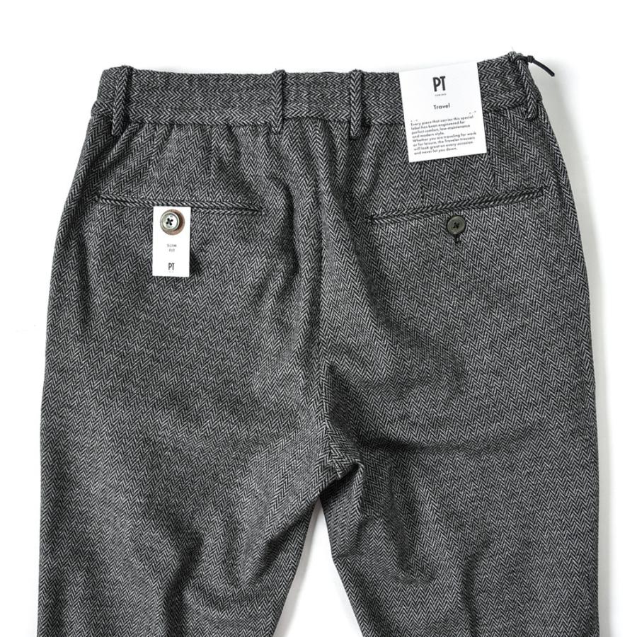 【新品 30%off 送料無料】 PT TORINO ピーティートリノ TRAVEL SLIM FIT イージー スラックス ノータック ストレッチ 秋冬 ビスコース ヘリンボーン グレー 【IQ2725625314】(16500円)
