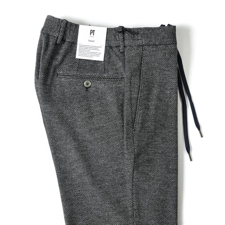 【新品 30%off 送料無料】 PT TORINO ピーティートリノ TRAVEL SLIM FIT イージー スラックス ノータック ストレッチ 秋冬 ビスコース ヘリンボーン グレー 【IQ2725625314】(16500円)