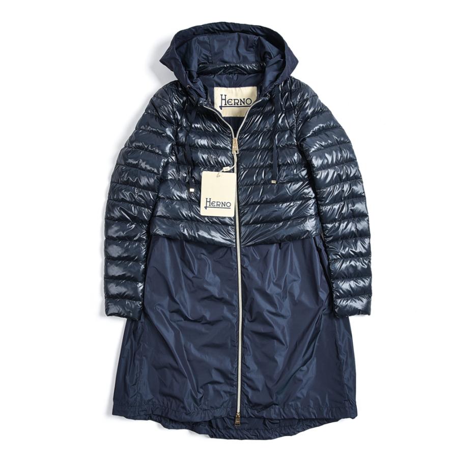 22年 春夏新作 Herno ヘルノ ダウン フーデッド コート ロング丈 春夏 レディース ネイビー イタリア ブランド 3766 Peppino By Guardaroba 通販 Yahoo ショッピング