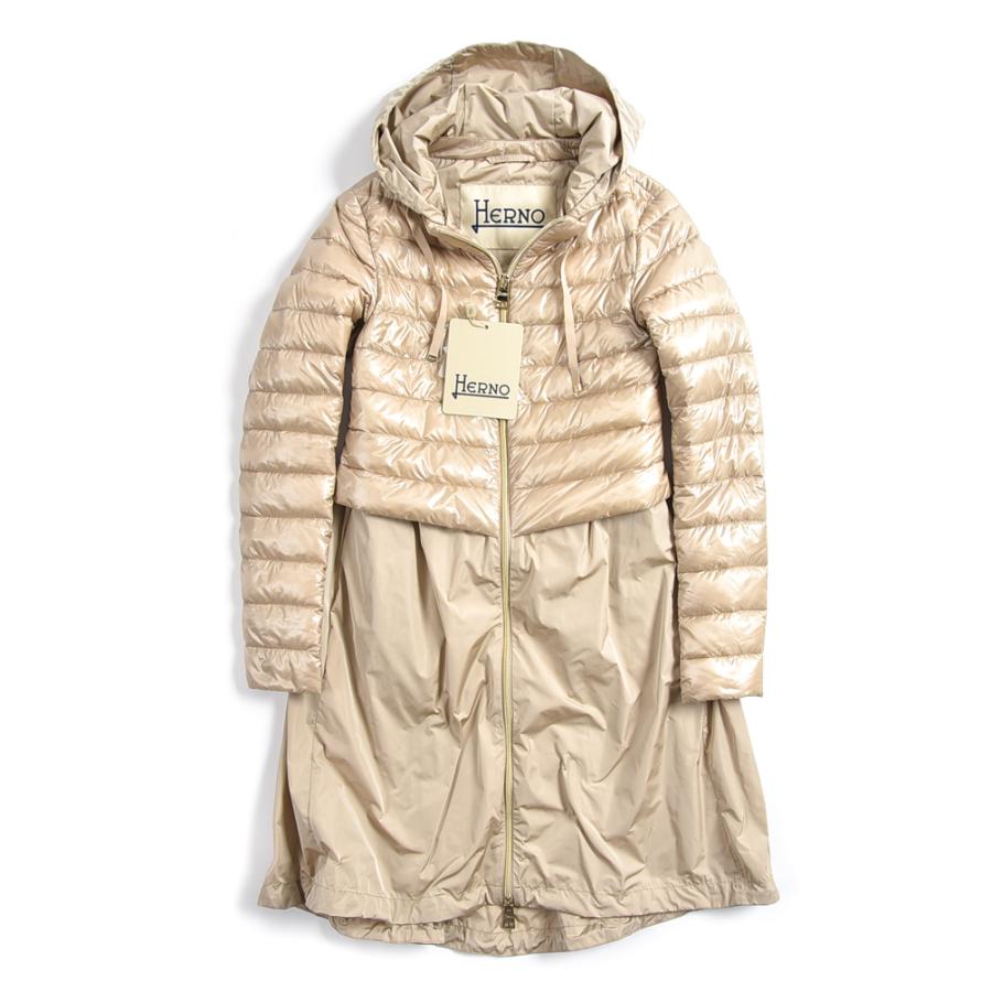 22年 春夏新作 Herno ヘルノ ダウン フーデッド コート ロング丈 春夏 レディース ベージュ イタリア ブランド Peppino By Guardaroba 通販 Yahoo ショッピング