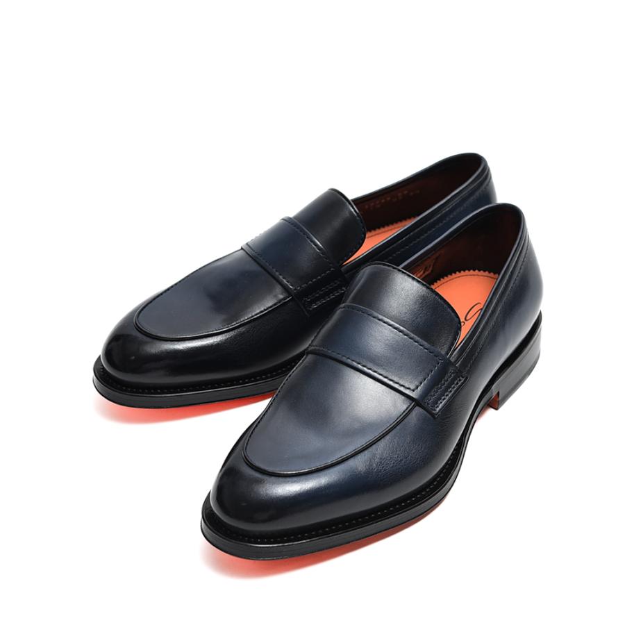 サントーニ SANTONI レザー ローファー スリッポン シューズ ラウンド