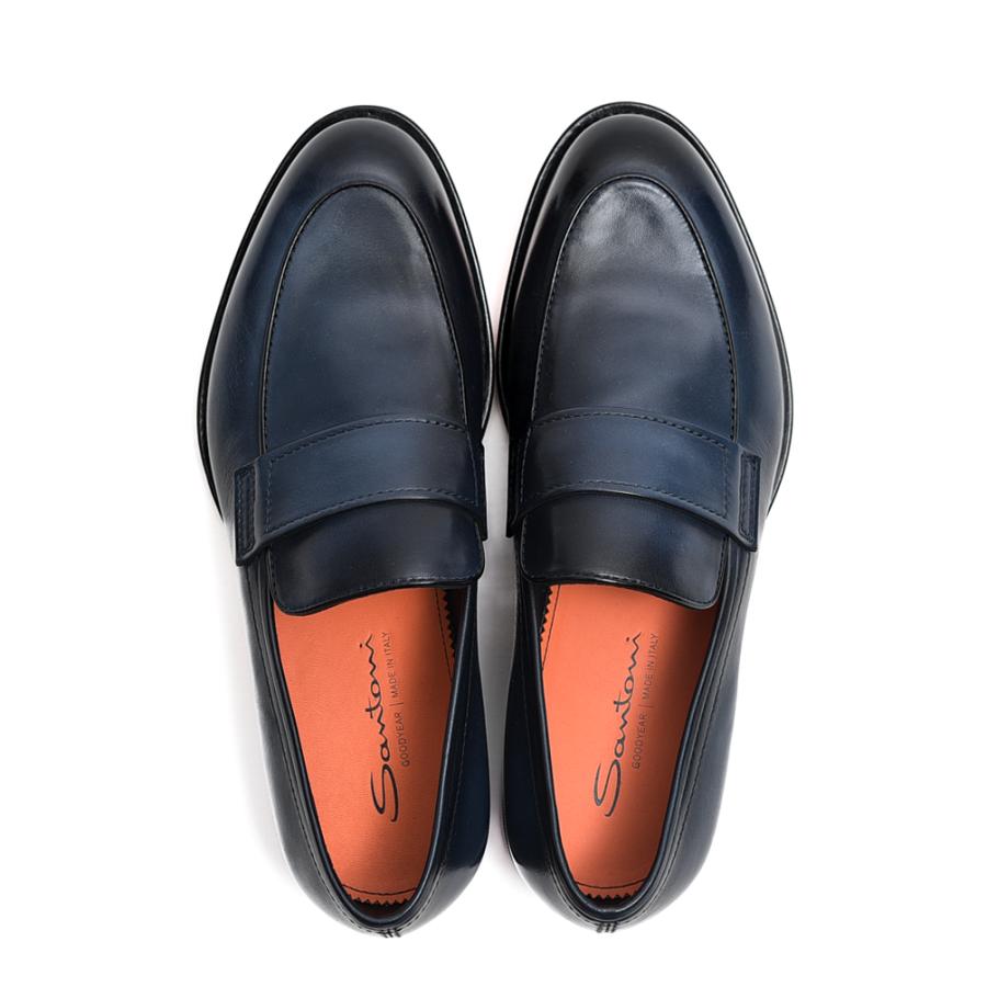 サントーニ SANTONI レザー ローファー スリッポン シューズ ラウンド