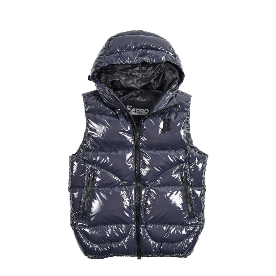 HERNO ヘルノ ダウン ベスト フーディー ショート丈 秋冬 メンズ ナイロン ネイビー 紺 HERNO ヘルノ ダウン ベスト フーディー ショート丈 秋冬 メンズ ナイロン ネイビー 紺
