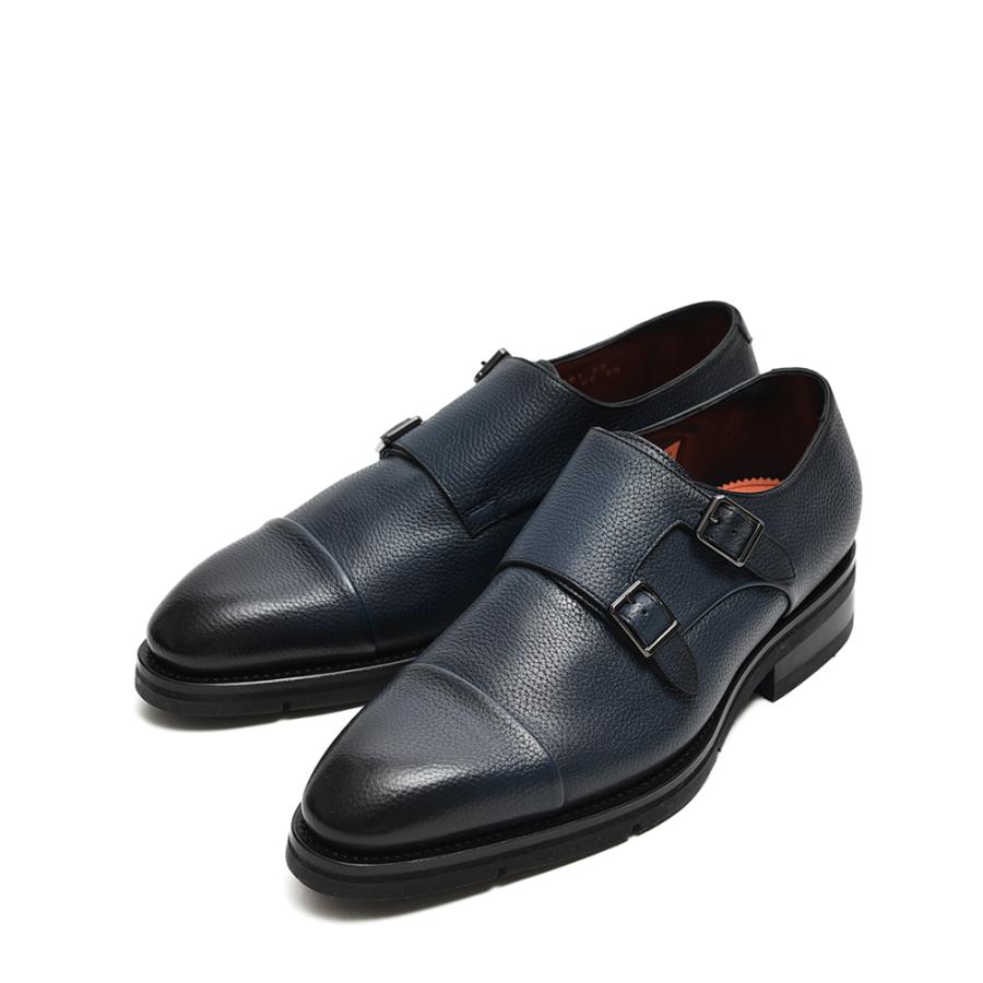 サントーニ SANTONI タンブルレザー ダブルバックルシューズ