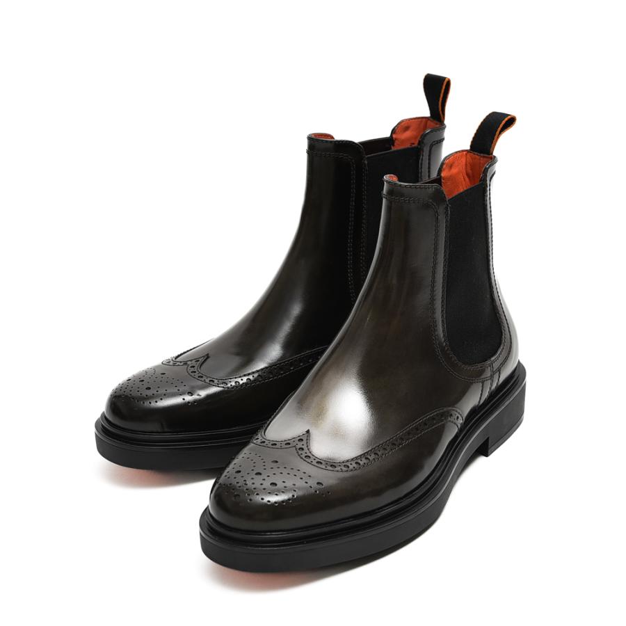 サントーニ SANTONI アンティークドレザー ブローグチェルシーブーツ