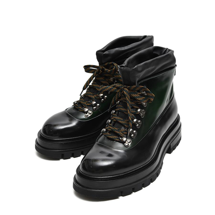 SANTONI レザー バイカラー レースアップブーツ ラウンドトゥ SANTONI レザー バイカラー レースアップブーツ ラウンドトゥ