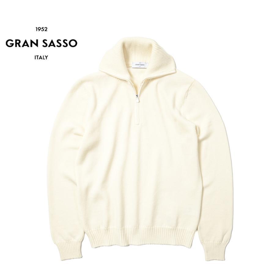 h*o様 【極美品】グランサッソ ハーフジップ ニット 48 オフホワイト イタ メンズ 【極美品】グランサッソ ハーフジップ ニット 48 オフホワイト