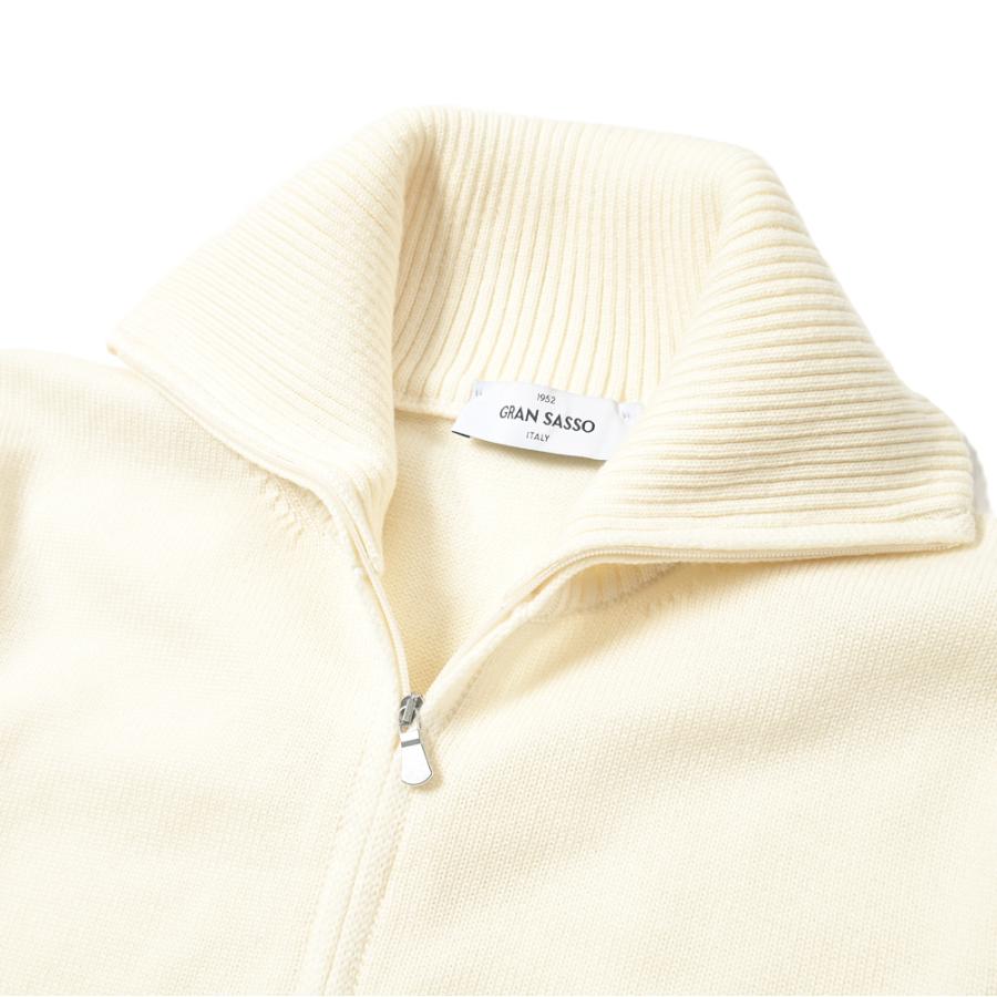 h*o様 【極美品】グランサッソ ハーフジップ ニット 48 オフホワイト イタ メンズ 【極美品】グランサッソ ハーフジップ ニット 48 オフホワイト