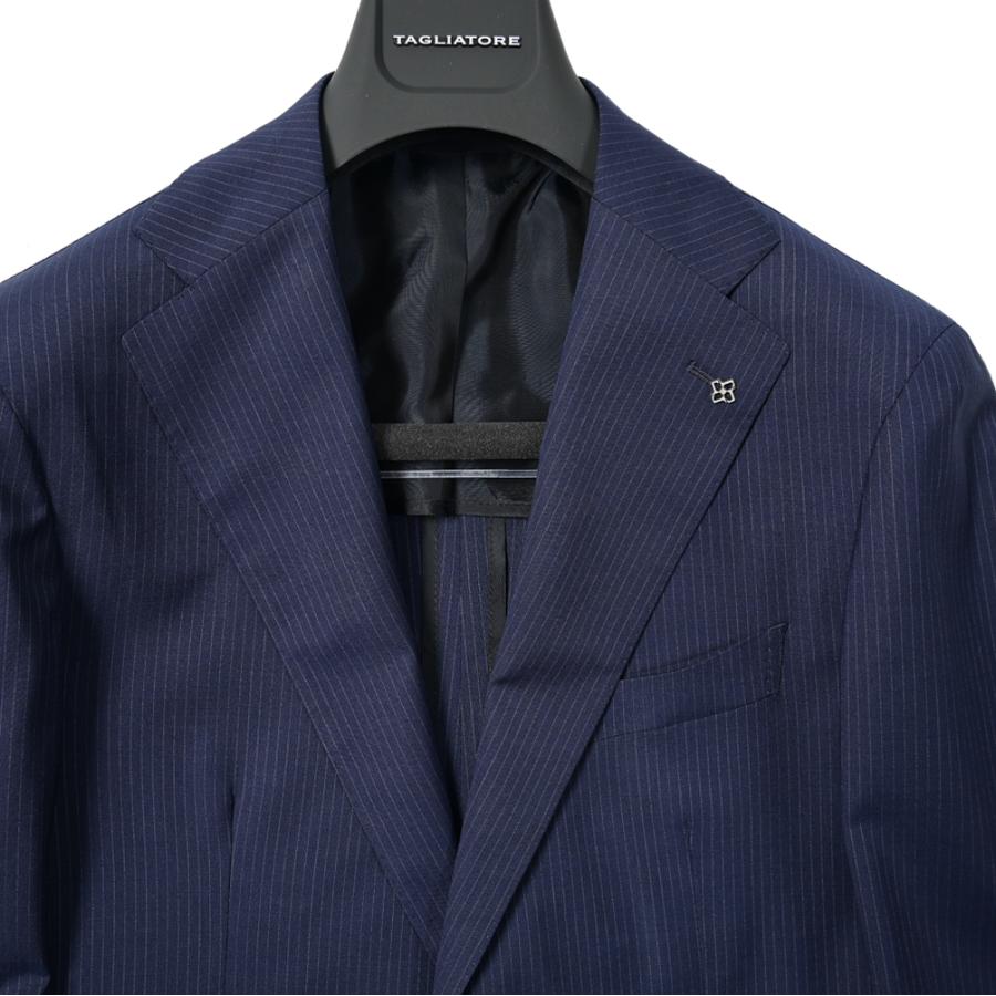 美品 タリアトーレ 2Bジャケット ウールトロピカル チェック ネイビー 春夏