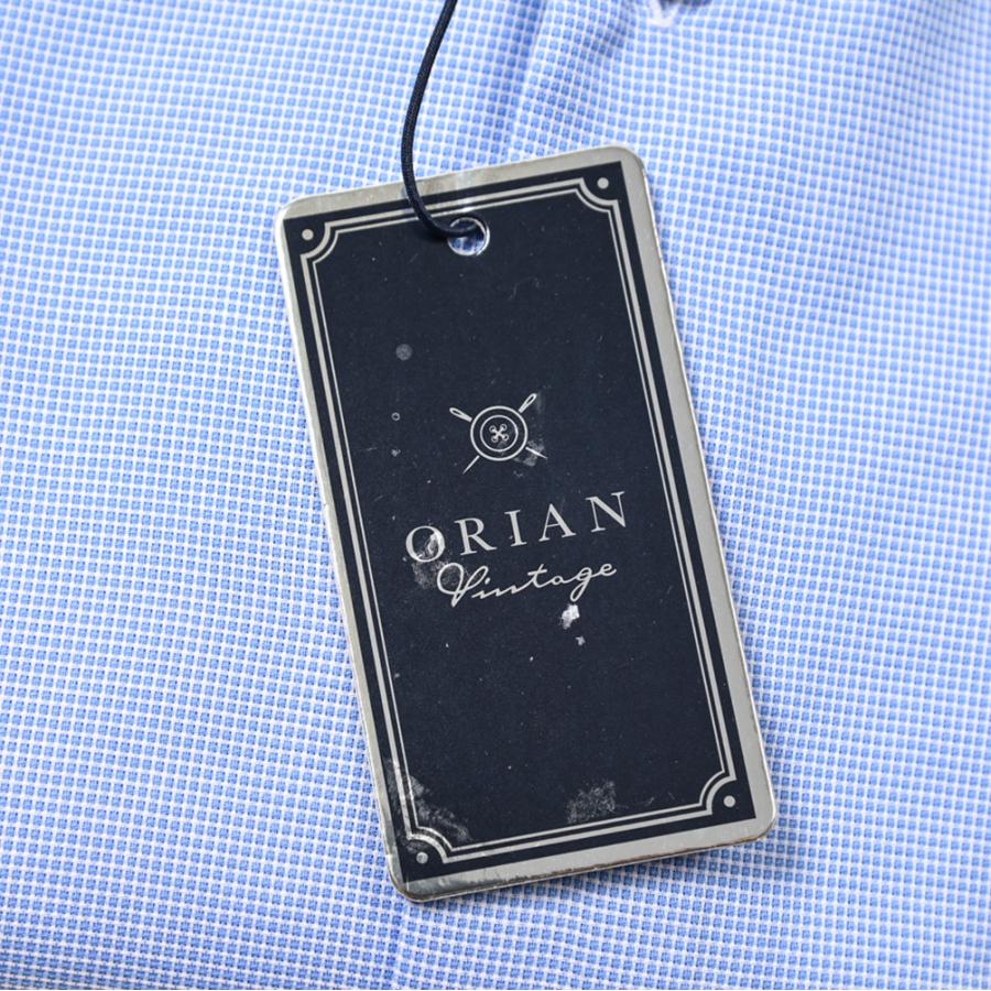 【2024年 春夏新作】オリアン ORIAN Vintage Slim Fit シャツ ホリゾンタルカラー 長袖 ストレッチ コットン 100% ピンチェック ブルー｜size4458｜12