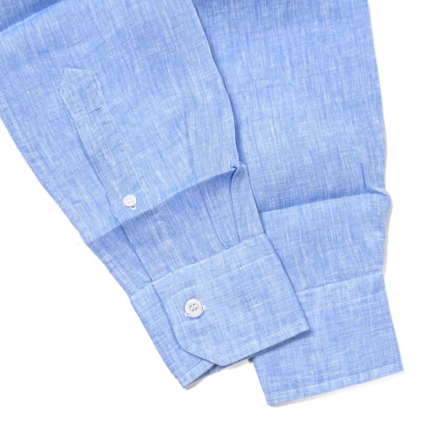オリアン ORIAN Vintage SLIM FIT ドレスシャツ ホリゾンタルカラー 長袖 春夏 メンズ リネン 100% ライトブルー イタリア ブランド｜size4458｜06