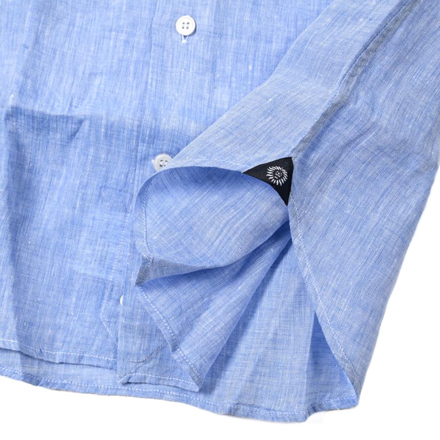 オリアン ORIAN Vintage SLIM FIT ドレスシャツ ホリゾンタルカラー 長袖 春夏 メンズ リネン 100% ライトブルー イタリア ブランド｜size4458｜07