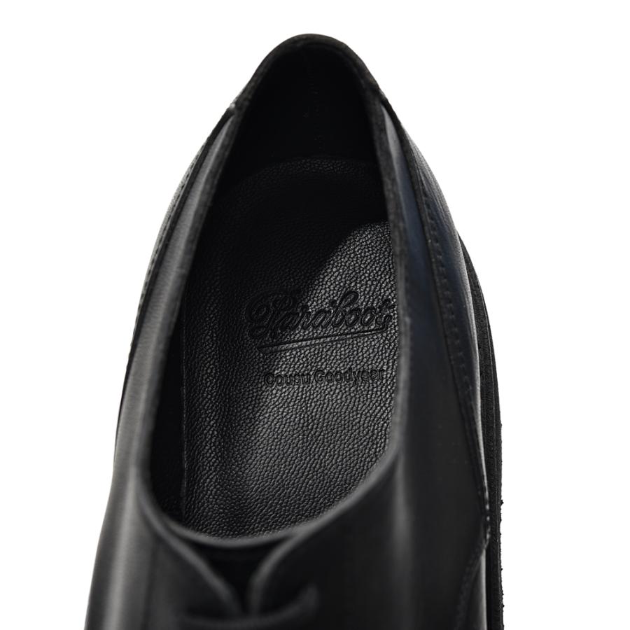 【出荷が早い】PARABOOT AMBOISE / VEG NOIR Uチップ レザーシューズ レースアップ ダービー 外羽根式 グッドイヤー製法 牛革 ARIO SOLE ラバーソール ブラック 毎日使い