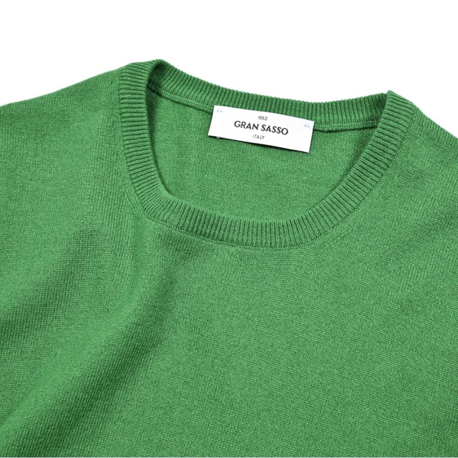 GRAN SASSO グランサッソ / カシミヤ100% クルーネックハイゲージニットセーター グリーンの画像
