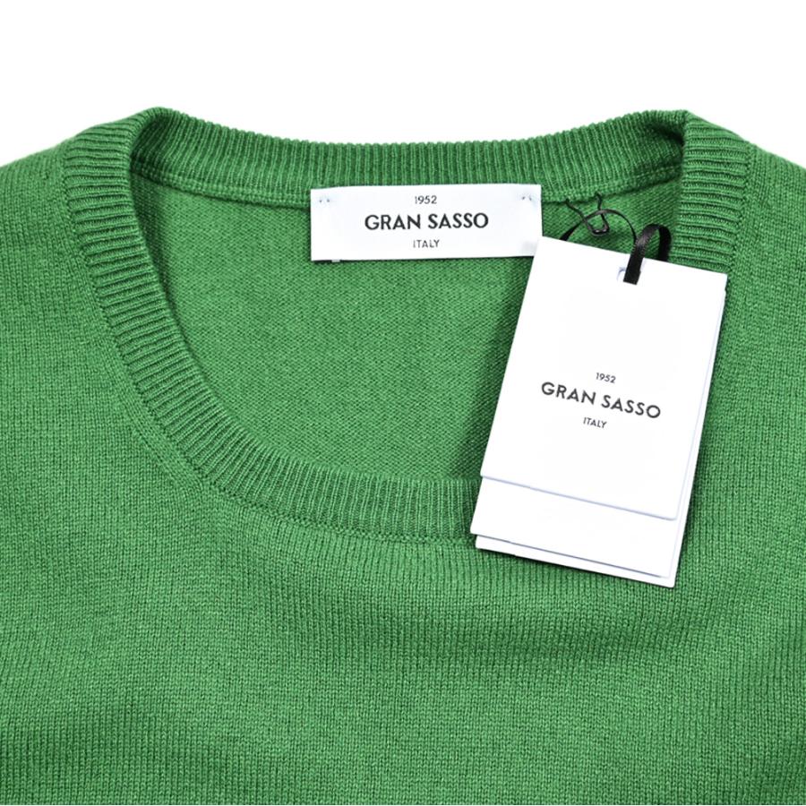 GRAN SASSO グランサッソ / カシミヤ100% クルーネックハイゲージニットセーター グリーンの画像