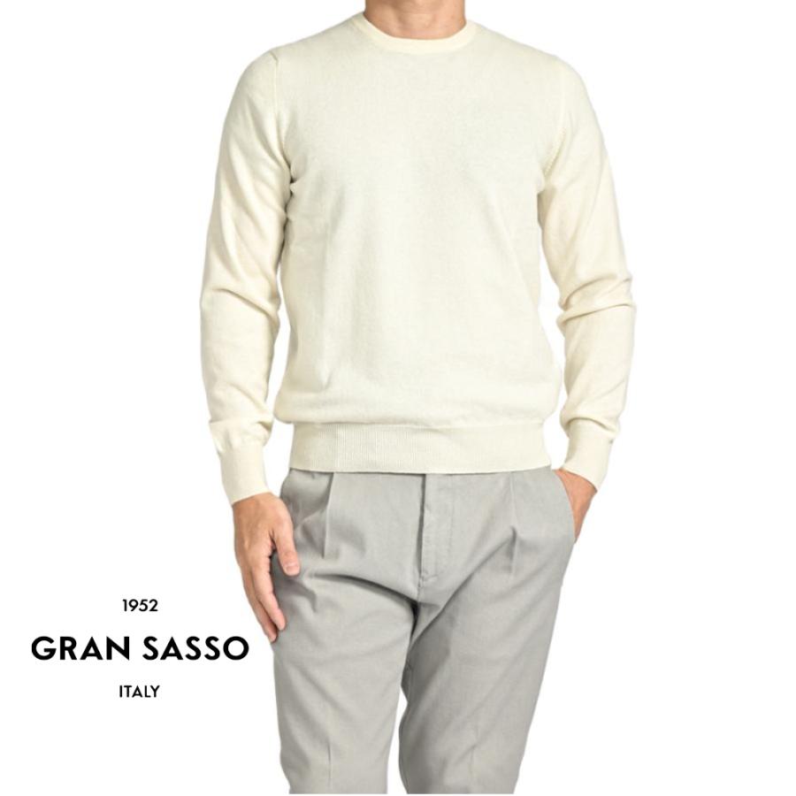 GRAN SASSO グランサッソ / カシミヤ100% クルーネックハイゲージニットセーター グリーンの画像