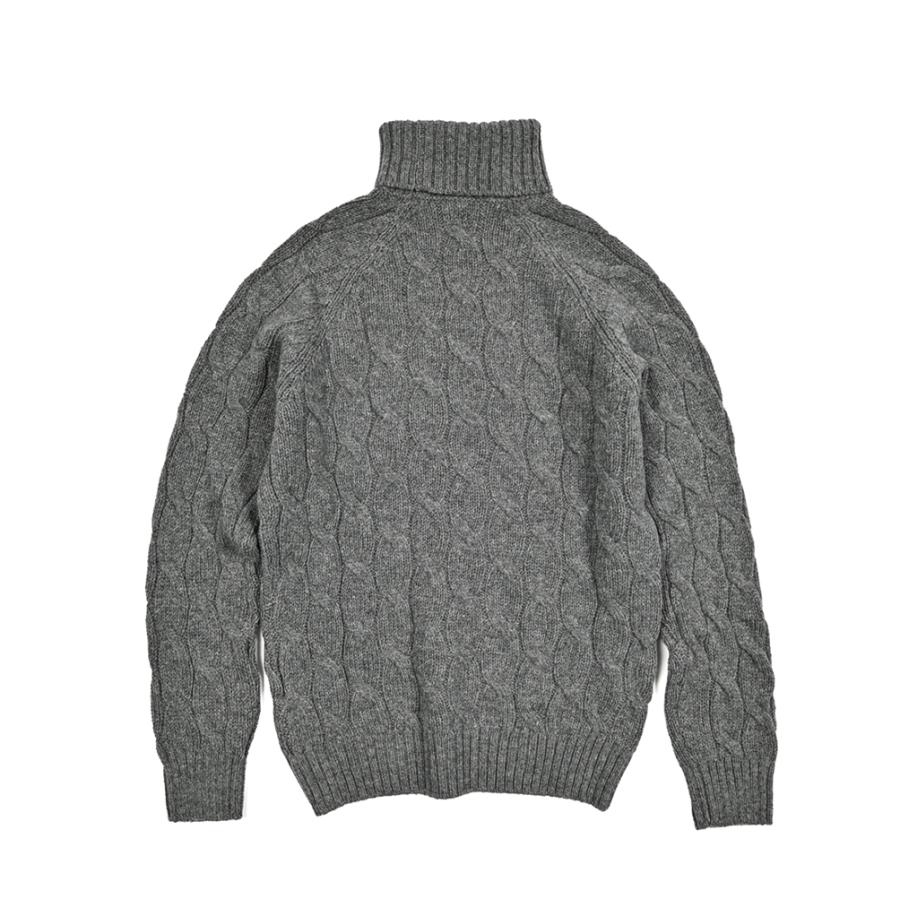 GRAN SASSO グランサッソ / ヴァージンウール100% タートルネックケーブル編みニットセーター グレー / セール対象 | Gran Sasso | 01