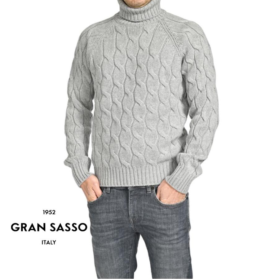 GRAN SASSO グランサッソ / ヴァージンウール100% タートルネックケーブル編みニットセーター グレー / セール対象 | Gran Sasso | 08