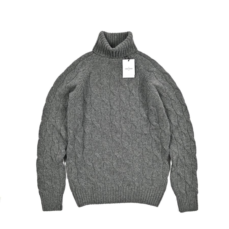 GRAN SASSO グランサッソ / ヴァージンウール100% タートルネックケーブル編みニットセーター グレー / セール対象 | Gran Sasso | 07