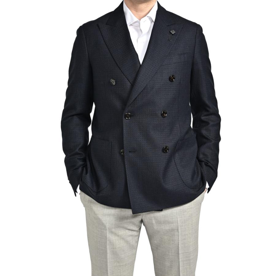 LARDINI ラルディーニ / ウールコットン 6Bダブルテーラードジャケット ダークネイビー / セールの画像