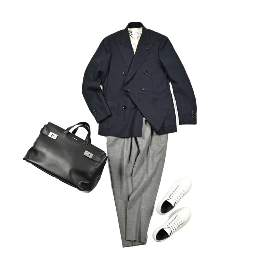 美品 ラルディーニ テーラードジャケット ウール ダークネイビー ブートニエール LARDINI ラルディーニ / ICONIC テーラードジャケット 6Bダブル