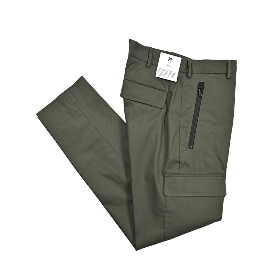 PT TORINO ピーティートリノ / Active LAMDA ストレッチコットン ノータックカーゴパンツ カーキグリーン / セール対象の画像