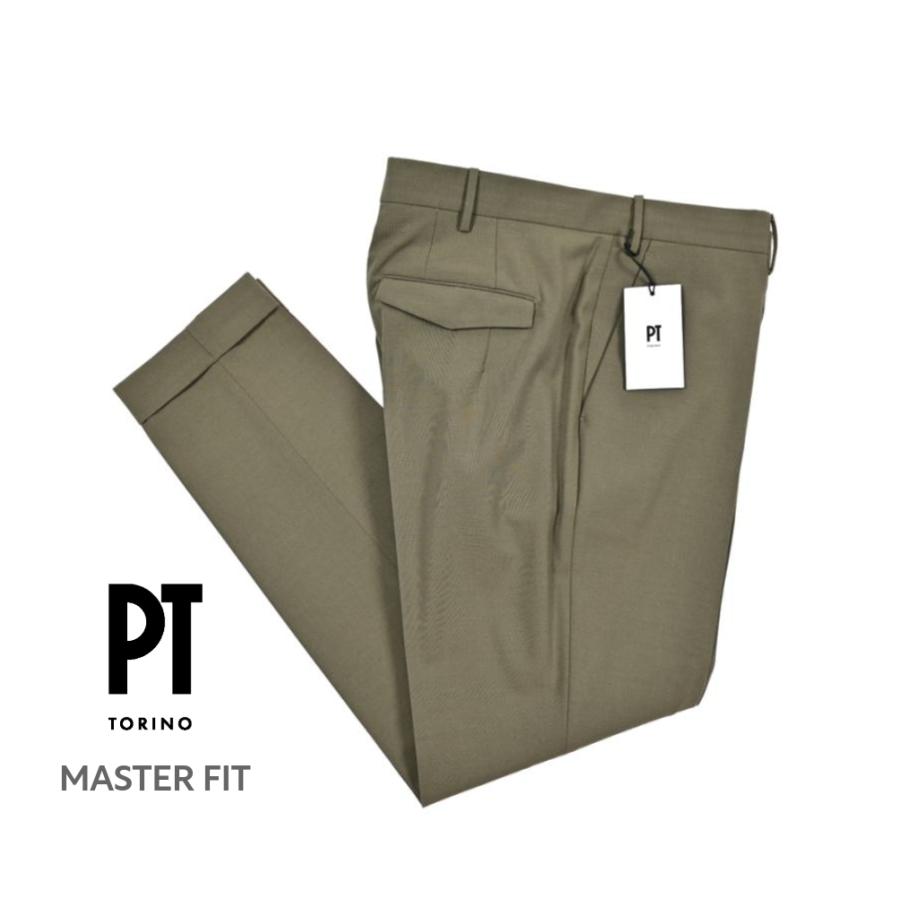 PT TORINO ピーティートリノ / MASTER FIT ストレッチウール ノータックテーパードパンツ カーキグリーン / セール対象 | PT TORINO