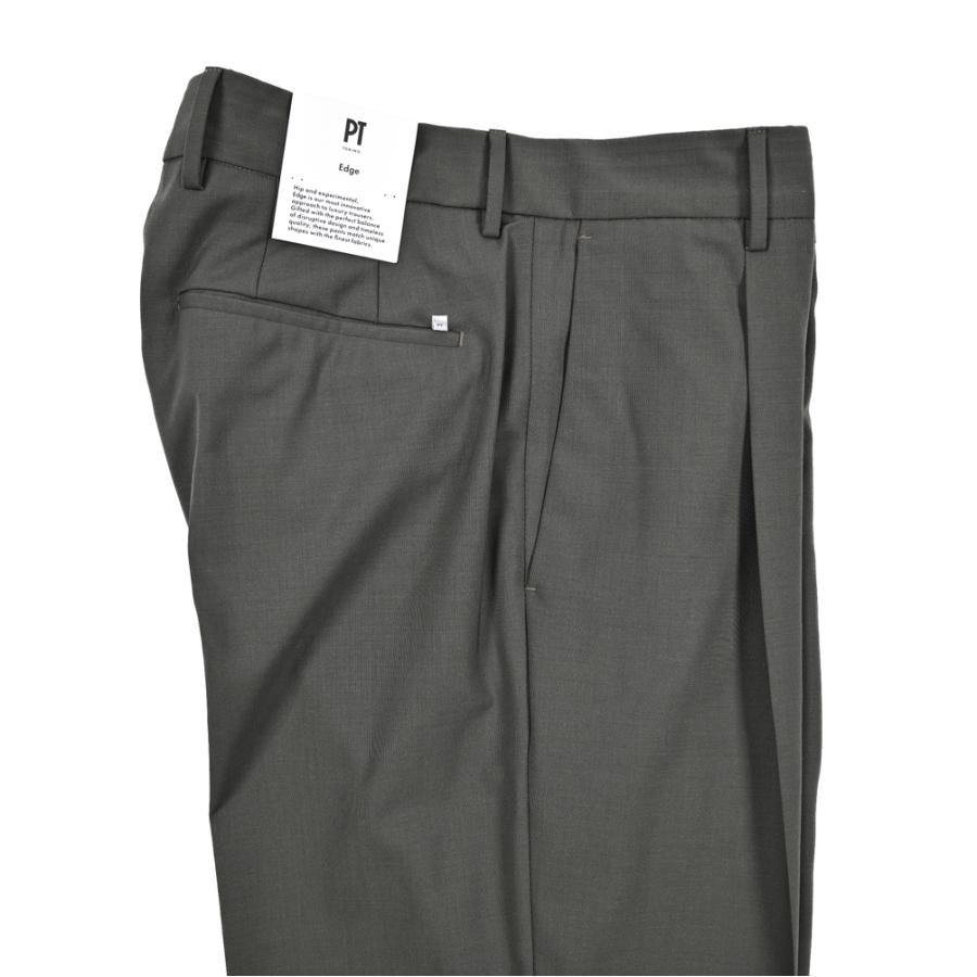 【美品】PT TORINO ストレッチ スラックス 48 グレー ワンタック PT TORINO ピーティートリノ / Edge QUINDICI ストレッチウール