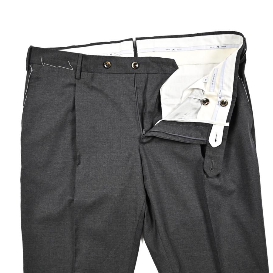 【美品】PT TORINO ストレッチ スラックス 48 グレー ワンタック PT TORINO ピーティートリノ / SUPERSLIM FIT ストレッチウール