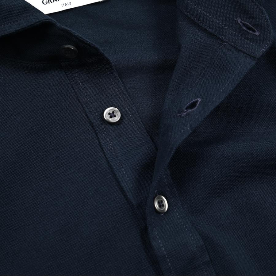 GRAN SASSO グランサッソ ポロシャツ ネイビー Gran Sasso（グランサッソ） グランサッソ / コットン100% 長袖鹿の子