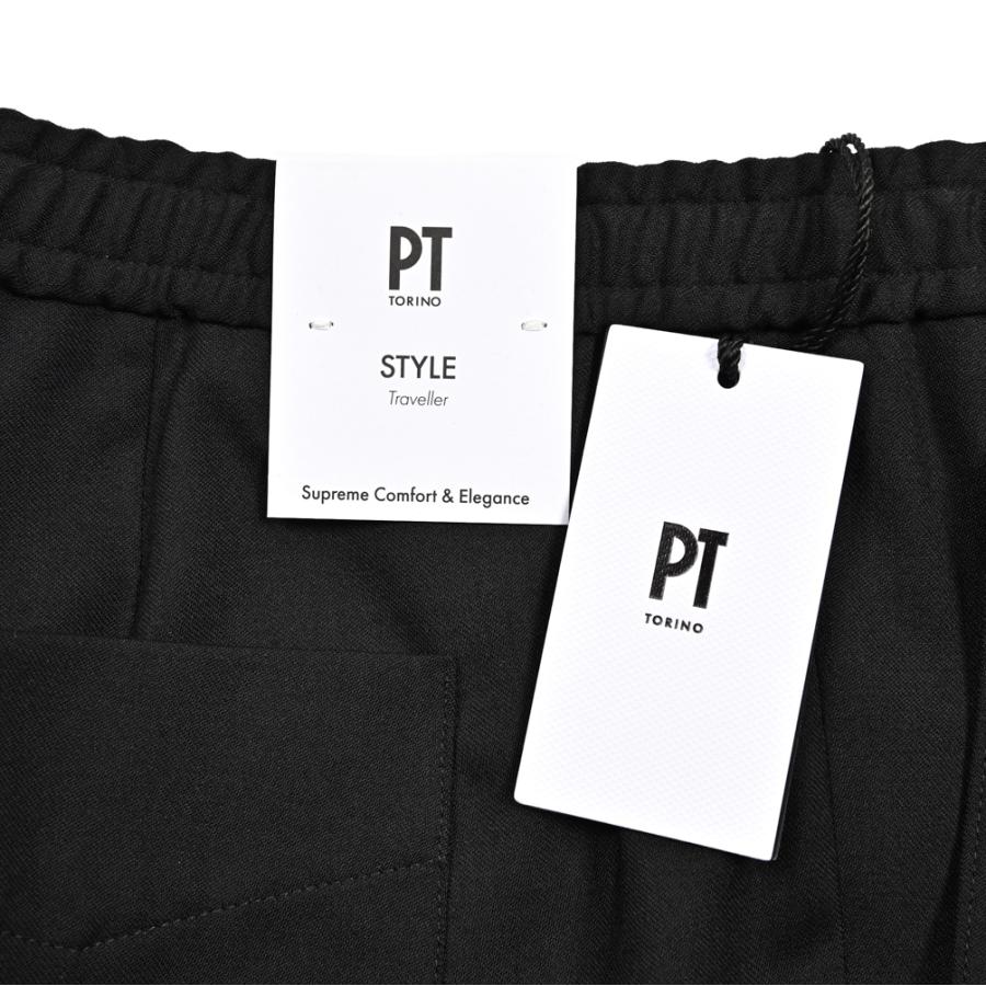 PT TORINO ピーティートリノ / TRAVELLER SOFT FIT 高機能ウール ドローコード付きイージースラックス ブラック / セール対象の画像