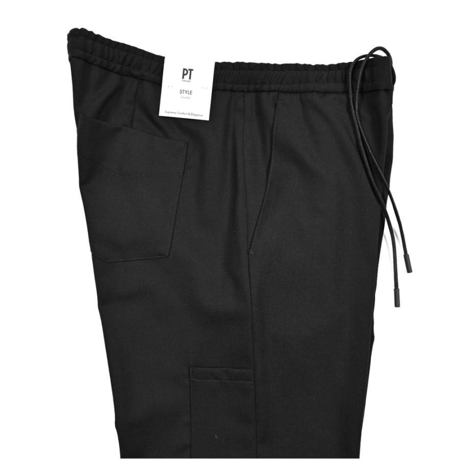 PT TORINO ピーティートリノ / TRAVELLER SOFT FIT 高機能ウール ドローコード付きイージースラックス ブラック / セール対象の画像