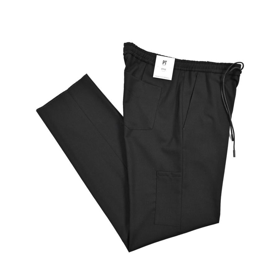 PT TORINO ピーティートリノ / TRAVELLER SOFT FIT 高機能ウール ドローコード付きイージースラックス ブラック / セール対象の画像