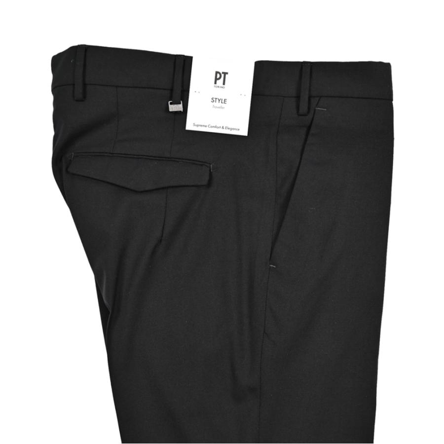 PT TORINO ピーティートリノ / TRAVELLER MASTER FIT ストレッチウール テーパードスラックス ブラック / セール対象の画像