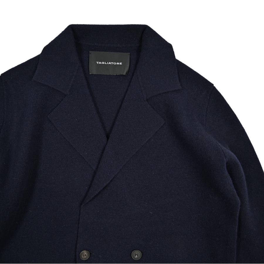 <美品>TAGLIATORE ネイビー ウール ダブル ニットジャケット 50 TAGLIATORE（タリアトーレ） タリアトーレ / ウールニットジャケット