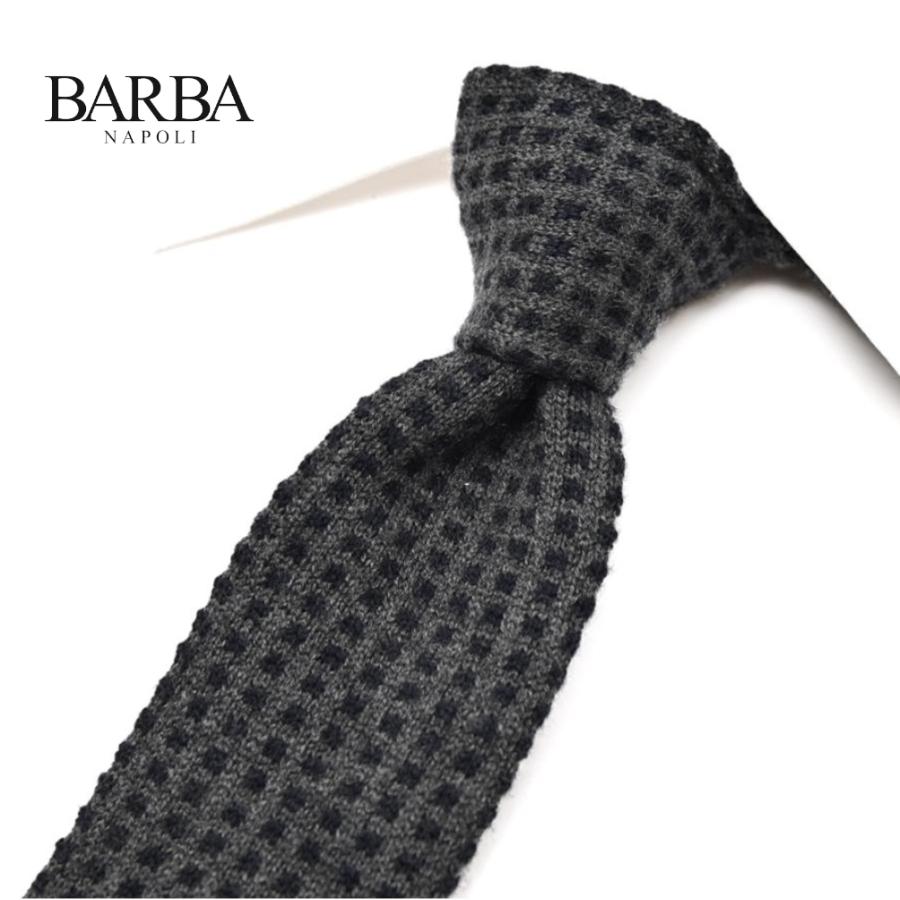 BARBA バルバ / ネクタイ ニットタイ cucito a mano 手縫い仕立て シルク カシミヤ グレー ネイビー / セール | BARBA