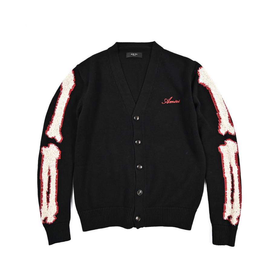 AMIRI カーディガン M ブラック/ホワイト AMIRI（アミリ） アミリ / ストレッチコットン ミドルゲージニット