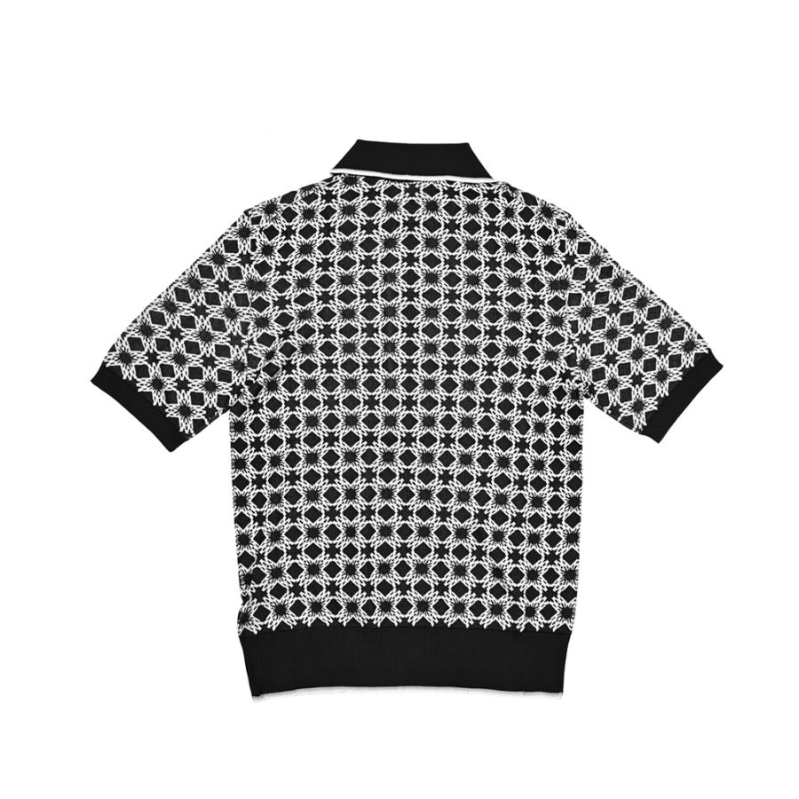 AMIRI アミリ / ビスコース100% 半袖ニットポロシャツ ブラック / セールの画像