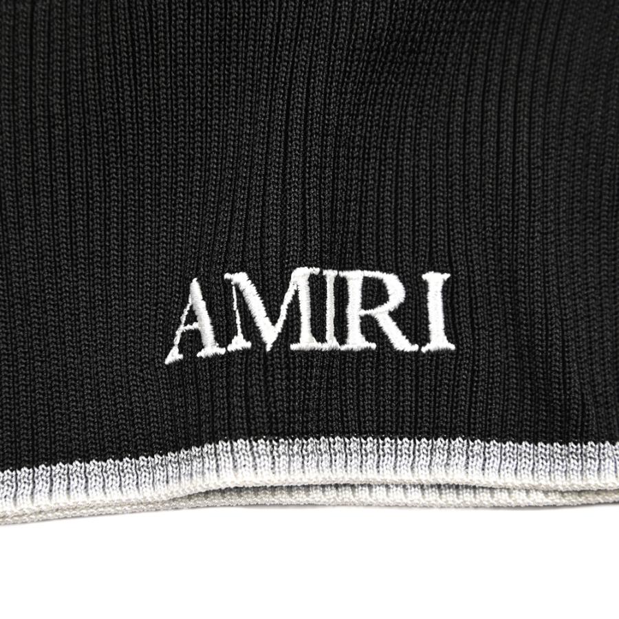AMIRI アミリ / ビスコース100% 半袖ニットポロシャツ ブラック / セールの画像
