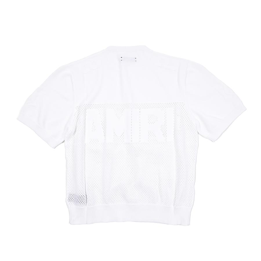 AMIRI アミリ / コットン100% 半袖ハイゲージニットTシャツ ホワイト / セールの画像