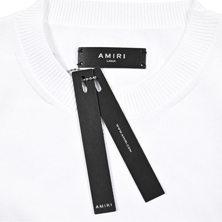 AMIRI アミリ / コットン100% 半袖ハイゲージニットTシャツ ホワイト / セールの画像