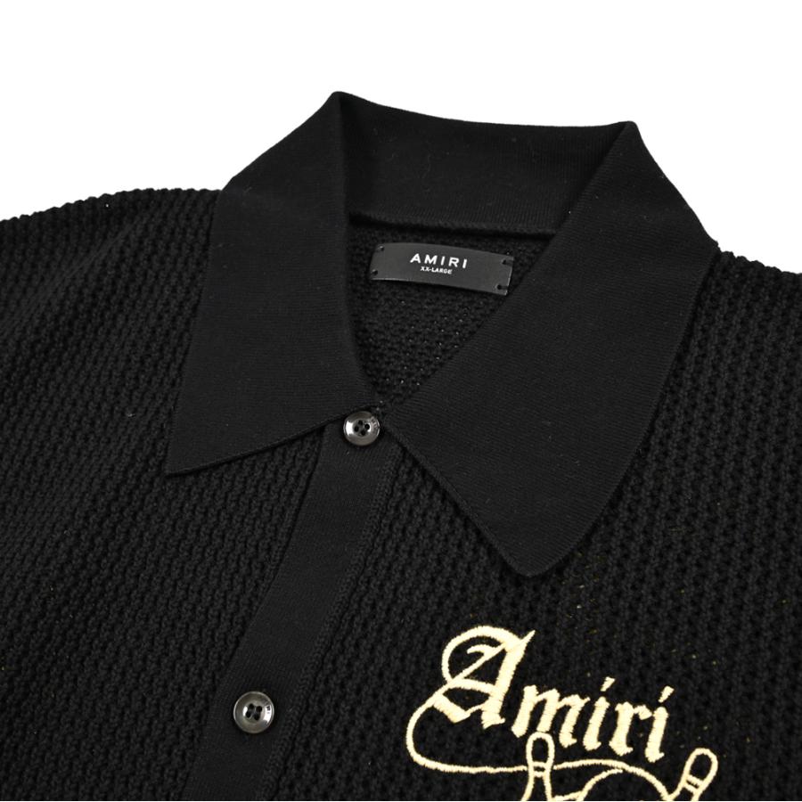 AMIRI アミリ / コットン100% 半袖ニットシャツ ブラック / セールの画像