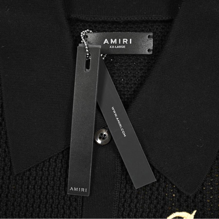 AMIRI アミリ / コットン100% 半袖ニットシャツ ブラック / セールの画像